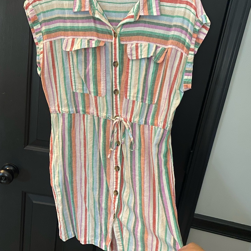 Striped Button-Down Dress